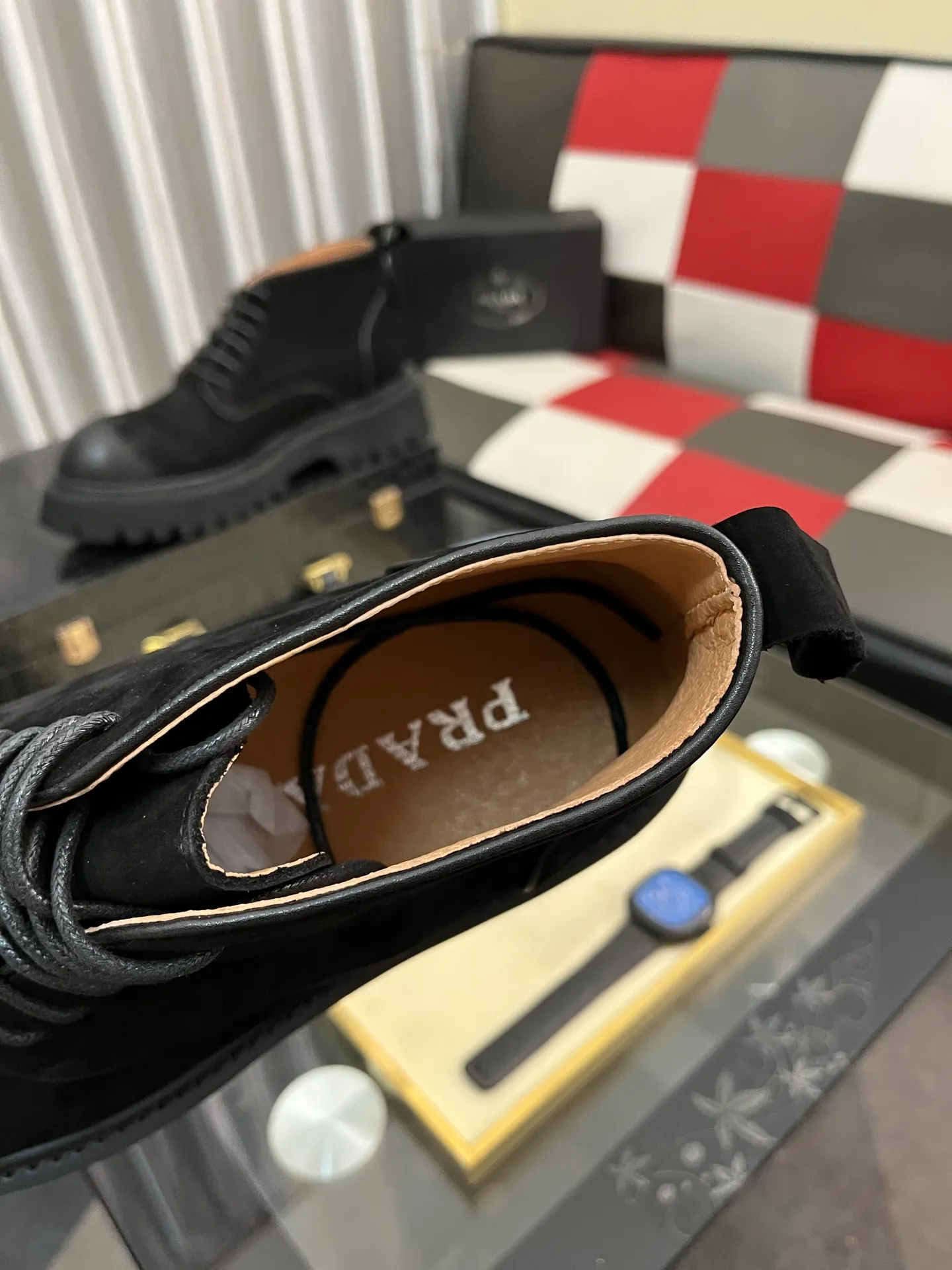 Men's shoes 💰560⌚️⌚️【PRADA】Prada - High-end quality original order·Formal leather shoes - Upper: imported 🔝 tumbled calf leather, hand-stitched mark thread, brand metal fastener cross-arm decoration - Lining: water-dyed cowhide - Outsole: ultra-light TR·rubber; molded outsole -Super high quality control·Fine workmanship: highlighted (high-end·luxury·grade) -Size :38-44